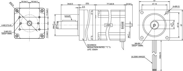 MT23HE31042B4G2 Motore passo passo NEMA 23 ibrido 2 fasi High Efficiency Con  Riduttore